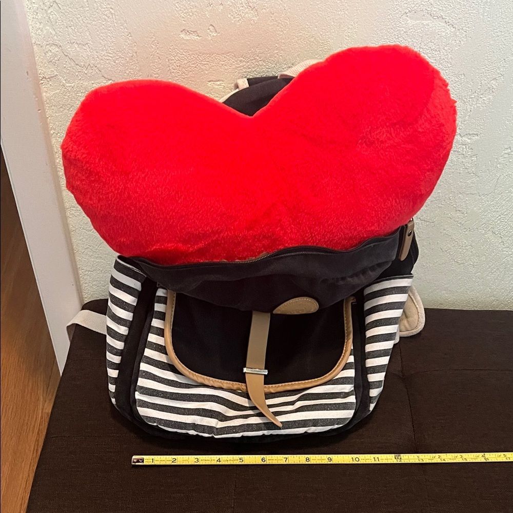 #1201: Unisex Deep Dark, Brown, Navy Blue & Tan Striped Backpack Monkey 🐵 - Picture 7 of 11